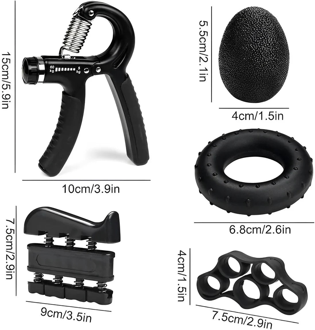 Kit Hand grip ejercitadores de mano x5 FITGYM®
